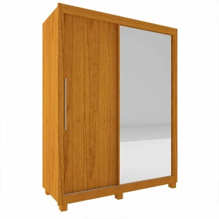 Guarda Roupa Pequeno Solteiro 149x226 com 2 Portas 1 Porta Espelho e Pés Royale Gelius Naturale