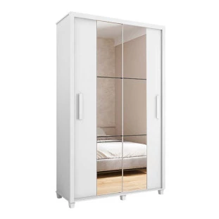 Guarda Roupa 136cm Solteiro 2 Portas Correr Com Espelho Suécia RV Móveis Branco