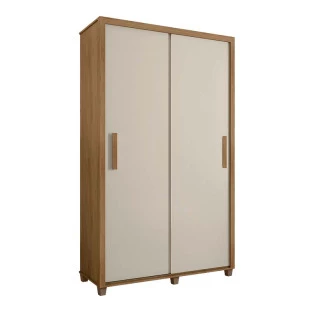 Guarda Roupa Pequeno 136cm Solteiro 2 Portas Correr Suécia RV Móveis Cinamomo/Off White