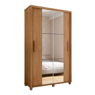 Guarda Roupa 136cm Solteiro 2 Portas Correr Com Espelho Suécia RV Móveis Cinamomo