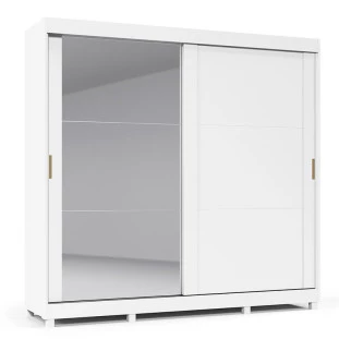 Guarda Roupa Casal Grande Espelhado 2 Portas Zeus Gelius Branco