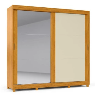 Guarda Roupa Casal Grande Espelhado 2 Portas Zeus Gelius Naturale/Off White