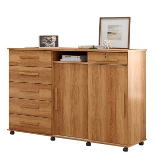 Cômoda Grande Portas de Correr Espelho 176cm Max New Lukaliam Freijo