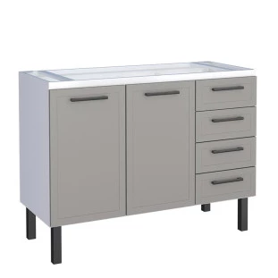 Gabinete de Aço Para Pia 120cm 2 Portas Juno/Apolo 4 Gavetas Cozimax Cinza Argila