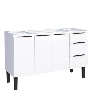 Gabinete de Aço Para Pia 140cm 3 Portas 3 Gavetas Júpiter Cozimax Branco