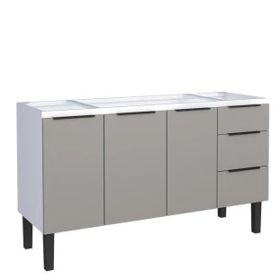 Gabinete de Aço Para Pia 150cm 3 Portas 3 Gavetas Júpiter  Cozimax Cinza Argila