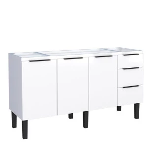 Gabinete de Aço Para Pia 160cm 3 Portas 3 Gavetas Júpiter Cozimax Branco