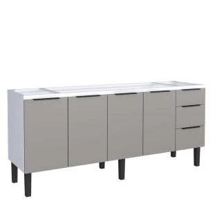 Gabinete de Aço Para Pia 200cm 4 Portas 3 Gavetas Júpiter Cozimax Cinza Argila