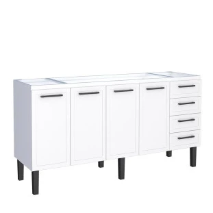 Gabinete de Aço Para Pia 180cm 4 Portas Juno/Apolo 4 Gavetas Cozimax Branco