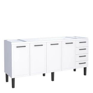 Gabinete de Aço Para Pia 200cm 4 Portas Juno/Apolo 4 Gavetas Cozimax Branco